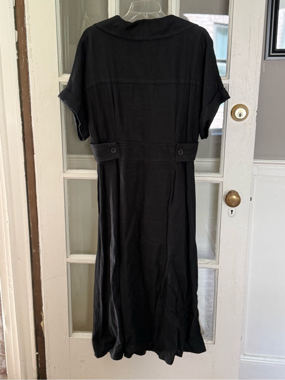 Banana Republic Sedona Black Linen Faux Wrap Midi Dress M - Picture 7 of 13